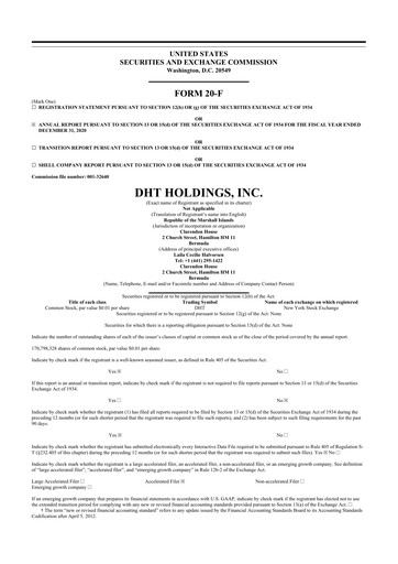 Thumbnail DHT Holdings 20-F Annual Report 2020