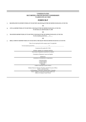 Thumbnail Nordic American Tankers 20-F Annual Report 2020