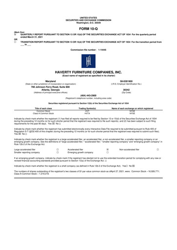 Thumbnail Havertys 10-Q Quarterly Report FY2021 