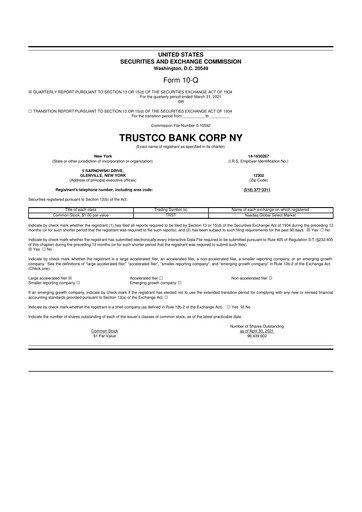 Thumbnail Trustco Bank 10-Q Quarterly Report FY2021 