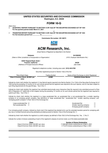 Thumbnail ACM Research
 10-Q Quarterly Report FY2021 
