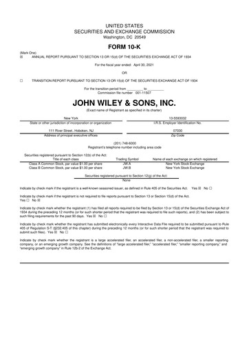 Thumbnail John Wiley & Sons 10-K Annual Report 2021