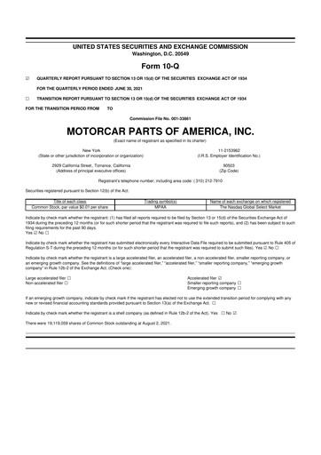 Vorschaubild Motorcar Parts of America 10-Q Quartalsbericht 2022 