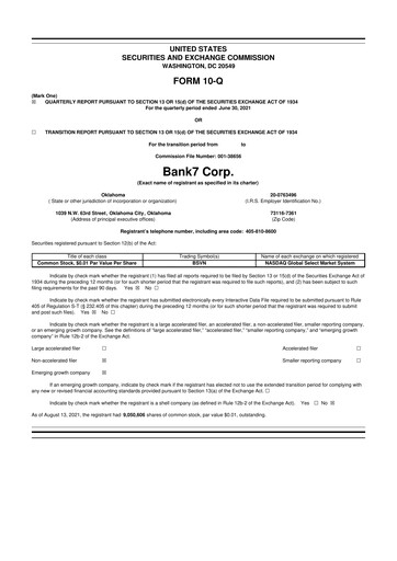 Thumbnail Bank7 10-Q Quarterly Report FY2021 