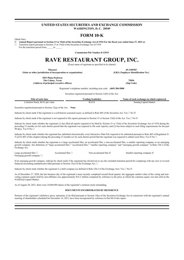 Thumbnail Rave Restaurant Group 10-K Annual Report 2021