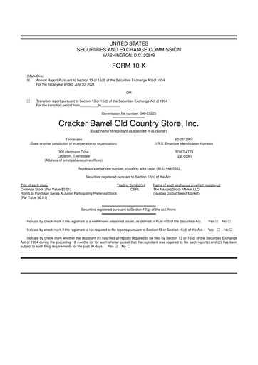 Vorschaubild Cracker Barrel 10-K Jahresbericht 2021