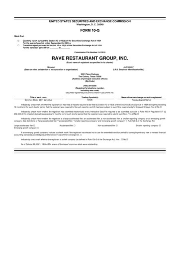 Thumbnail Rave Restaurant Group 10-Q Quarterly Report FY2022 