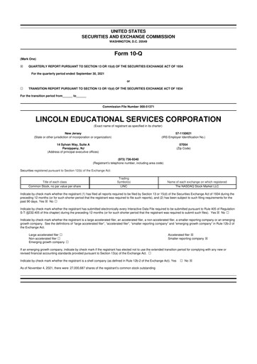 Thumbnail Lincoln Educational Services 10-Q Quarterly Report FY2021 