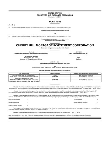 Thumbnail Cherry Hill Mortgage Investment 10-Q Quarterly Report FY2021 