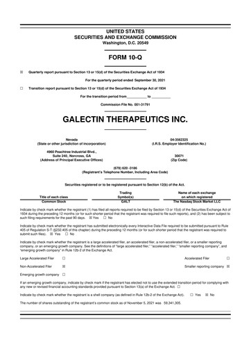 Thumbnail Galectin Therapeutics 10-Q Quarterly Report FY2021 