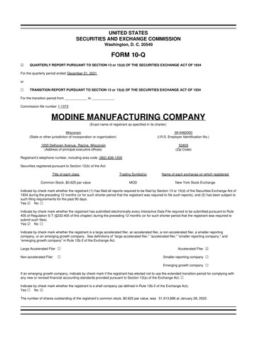 Thumbnail Modine Manufacturing
 10-Q Quarterly Report FY2022 