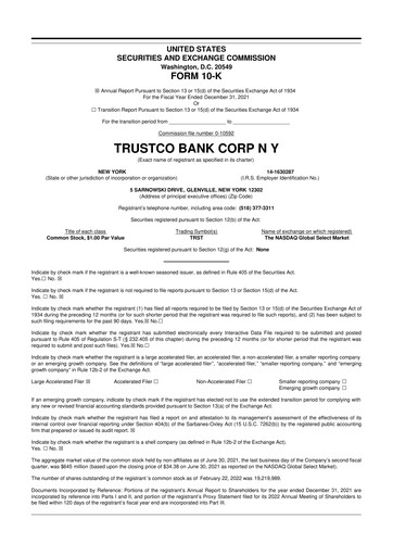 Thumbnail Trustco Bank 10-K Annual Report 
