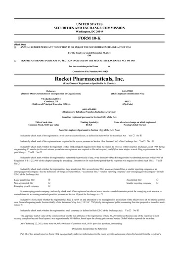 Thumbnail Rocket Pharmaceuticals
 10-K Annual Report 2021