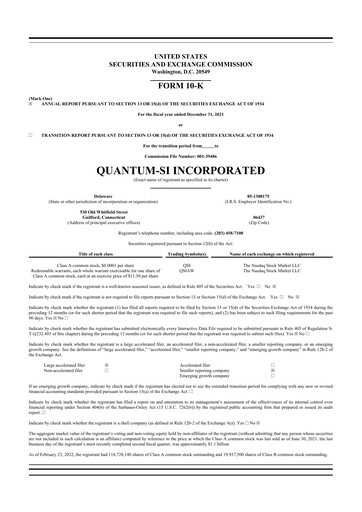 Vorschaubild Quantum-Si 10-K Jahresbericht 2021