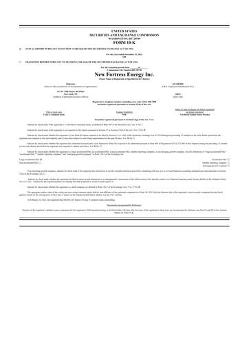 Thumbnail New Fortress Energy
 10-K Annual Report 2021