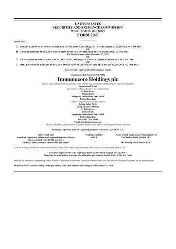 Thumbnail Immunocore 20-F Annual Report 2021