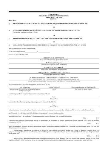 Thumbnail Performance Shipping
 20-F Annual Report 2021