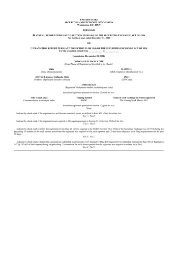 Thumbnail Ohio Valley Banc Corp 10-K Annual Report 2021