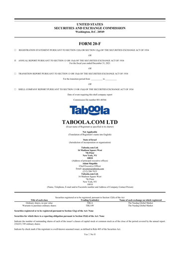 Thumbnail Taboola.com 20-F Annual Report 2021