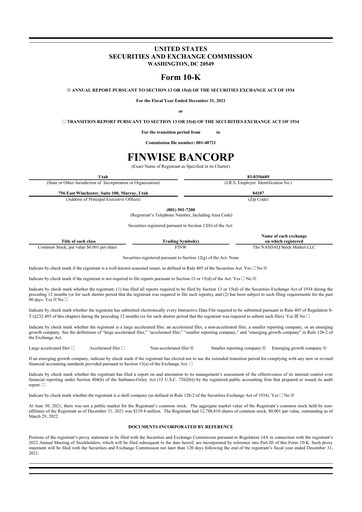 Miniature FinWise Bancorp 10-K Rapport annuel 