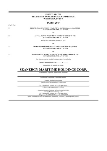 Thumbnail Seanergy Maritime 20-F Annual Report 2021