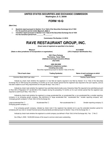 Thumbnail Rave Restaurant Group 10-Q Quarterly Report FY2022 