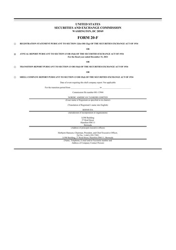 Thumbnail Nordic American Tankers 20-F Annual Report 2021