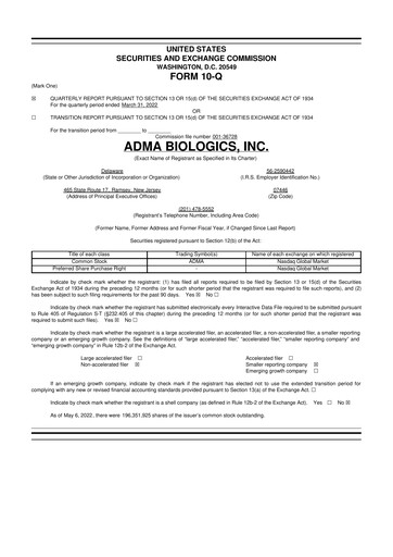 Thumbnail ADMA Biologics
 10-Q Quarterly Report FY2022 