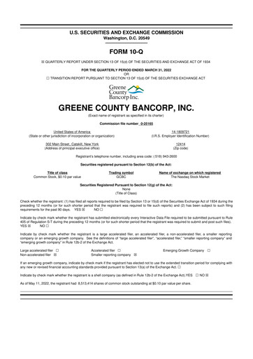 Thumbnail Greene County Bancorp 10-Q Quarterly Report FY2022 