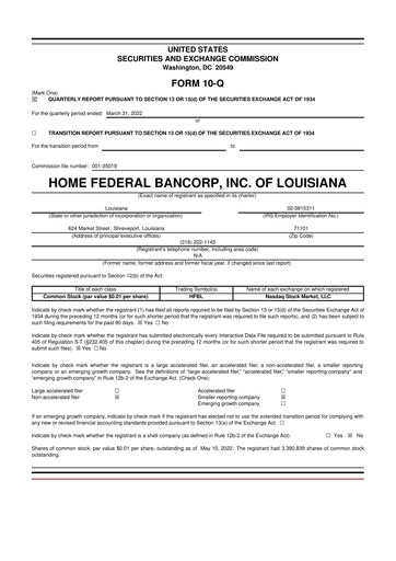 Thumbnail Home Federal Bancorp (HFB Bank) 10-Q Quarterly Report FY2022 
