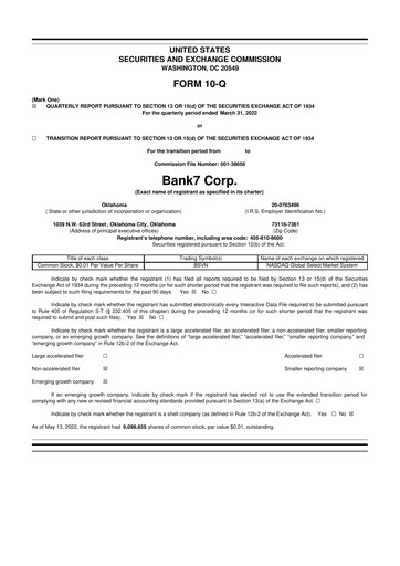Thumbnail Bank7 10-Q Quarterly Report FY2022 
