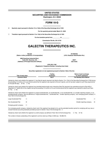 Thumbnail Galectin Therapeutics 10-Q Quarterly Report FY2022 