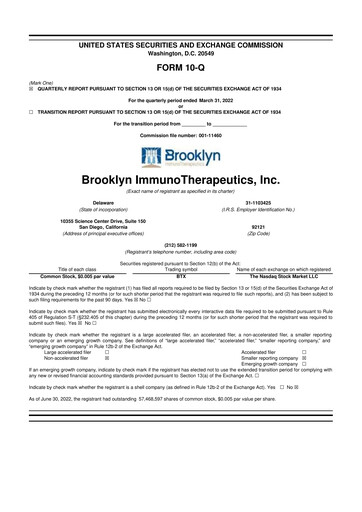 Thumbnail Eterna Therapeutics 10-Q Quarterly Report FY2022 