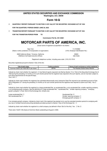 Vorschaubild Motorcar Parts of America 10-Q Quartalsbericht 2023 