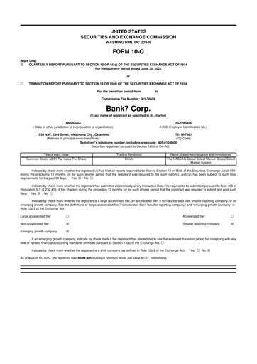 Thumbnail Bank7 10-Q Quarterly Report FY2022 
