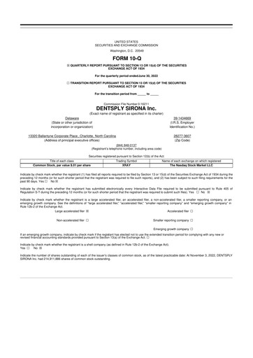 Thumbnail Dentsply Sirona
 10-Q Quarterly Report FY2022 