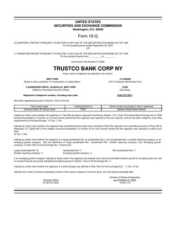 Thumbnail Trustco Bank 10-Q Quarterly Report FY2022 