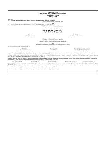 Thumbnail NBT Bancorp 10-Q Quarterly Report FY2022 