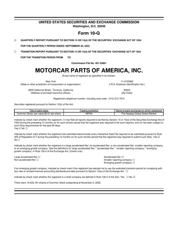 Vorschaubild Motorcar Parts of America 10-Q Quartalsbericht 2023 