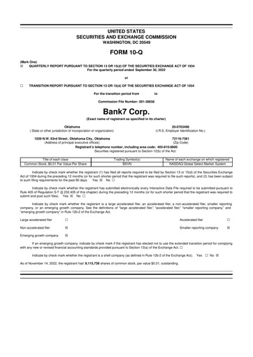 Thumbnail Bank7 10-Q Quarterly Report FY2022 