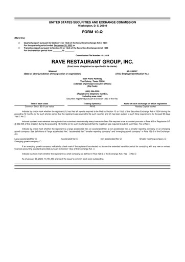 Thumbnail Rave Restaurant Group 10-Q Quarterly Report FY2023 