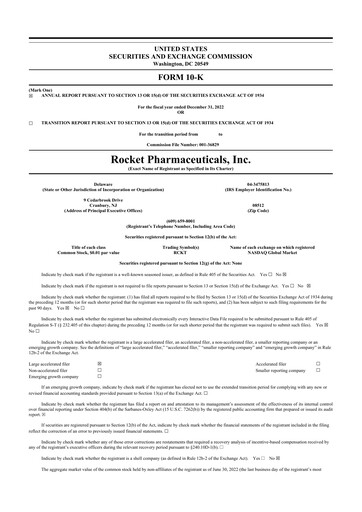 Thumbnail Rocket Pharmaceuticals
 10-K Annual Report 2022