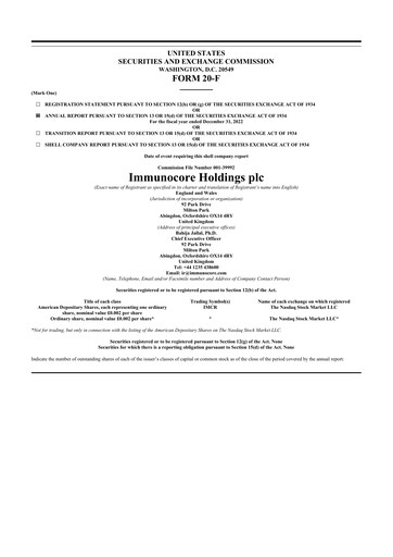 Thumbnail Immunocore 20-F Annual Report 2022