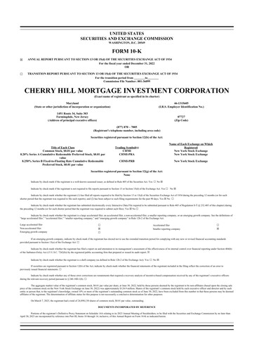 Thumbnail Cherry Hill Mortgage Investment 10-K Annual Report 2022