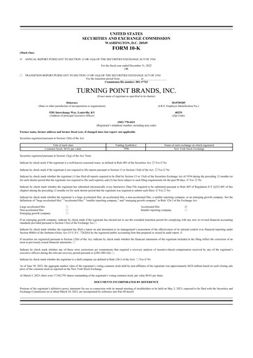 Thumbnail Turning Point Brands 10-K Annual Report 2022