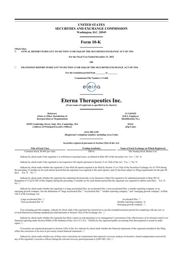 Thumbnail Eterna Therapeutics 10-K Annual Report 2022