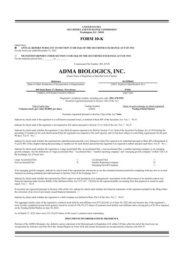 Thumbnail ADMA Biologics
 10-K Annual Report 2022