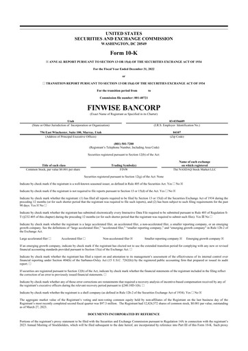 Miniature FinWise Bancorp 10-K Rapport annuel 2022