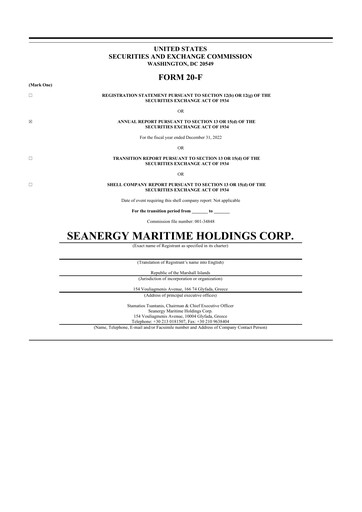 Thumbnail Seanergy Maritime 20-F Annual Report 2022