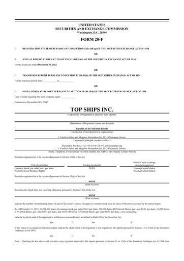 Thumbnail Top Ships 20-F Annual Report 2022